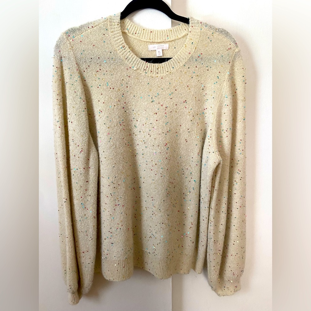 Lauren Conrad cream sweater with sequins